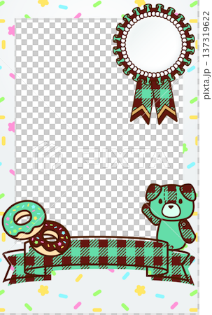 可愛いチェキ デコレーション フレーム リボン 子供向け キュートなアニマル 犬 チョコミント 137319622