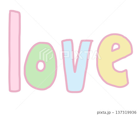 Hand writing LOVE letter illustration for Valentine's Day, font, typography, calligraphy, text, message, alphabets, cute patch, shirt print, women empowerment, sticker, communication, wedding card 137319936