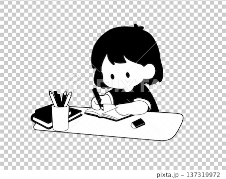 Girl studying (black and white) 137319972