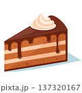 チョコレートケーキのイラスト 3層のスポンジとホイップクリーム ベクター 137320167
