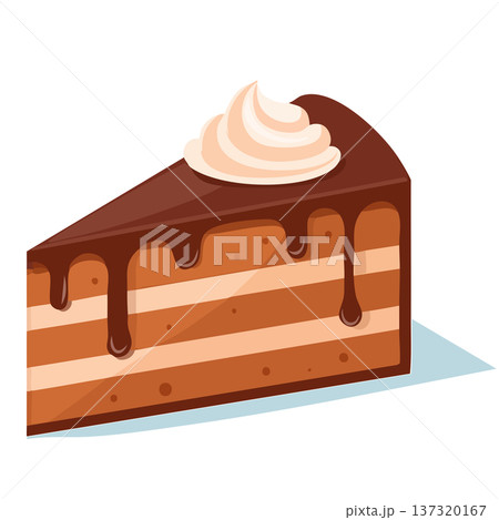 チョコレートケーキのイラスト 3層のスポンジとホイップクリーム ベクター チョコレートケーキのイラスト 3層のスポンジとホイップクリーム ベクター 137320167