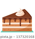 チョコレートケーキのイラスト 3層のスポンジとホイップクリーム ベクター 137320168