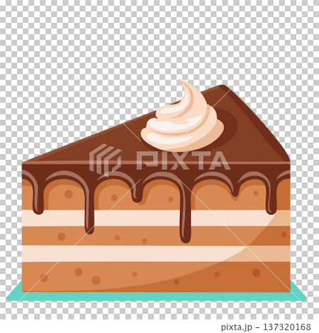 巧克力蛋糕插圖,三層海綿蛋糕和鮮奶油,向量圖 巧克力蛋糕插圖,三層海綿蛋糕和鮮奶油,向量圖 137320168