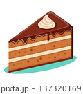 チョコレートケーキのイラスト 3層のスポンジとホイップクリーム ベクター 137320169