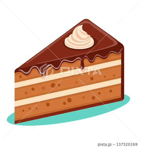 チョコレートケーキのイラスト 3層のスポンジとホイップクリーム ベクター チョコレートケーキのイラスト 3層のスポンジとホイップクリーム ベクター 137320169