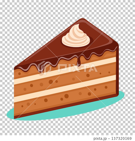 チョコレートケーキのイラスト 3層のスポンジとホイップクリーム ベクター チョコレートケーキのイラスト 3層のスポンジとホイップクリーム ベクター 137320169