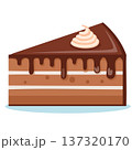 チョコレートケーキのイラスト 3層のスポンジとホイップクリーム ベクター 137320170