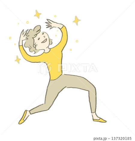 光を浴びて喜ぶ笑顔の女性のイラスト 光を浴びて喜ぶ笑顔の女性のイラスト 137320185