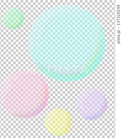 Pastel colored soap bubbles of various sizes 137320249