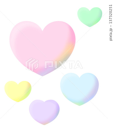 シャボン玉風のパステルカラーのハート 137320251