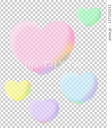 シャボン玉風のパステルカラーのハート 137320251