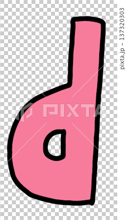 Hand writing d lower case alphabet letter for a to z, font, typography, text, message, initials, card, sticker, tattoo, education book, name design, brooch, pin, patch, icon, kid drawing style 137320303