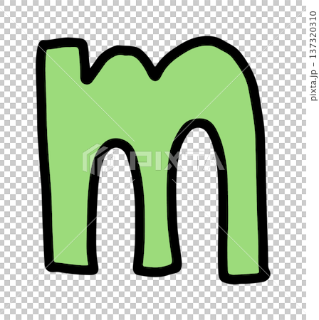 Hand writing m lower case alphabet letter for a to z, font, typography, text, message, initials, card, sticker, tattoo, education book, name design, brooch, pin, patch, icon, kid drawing style 137320310
