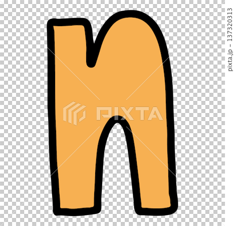 Hand writing n lower case alphabet letter for a to z, font, typography, text, message, initials, card, sticker, tattoo, education book, name design, brooch, pin, patch, icon, kid drawing style 137320313