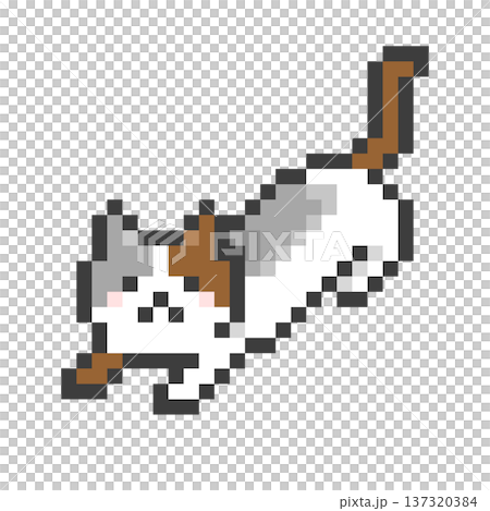 Pixel art stretching calico cat Pixel art stretching calico cat 137320384