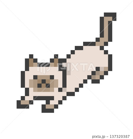 ドット絵の伸びをするラグドール猫 ドット絵の伸びをするラグドール猫 137320387