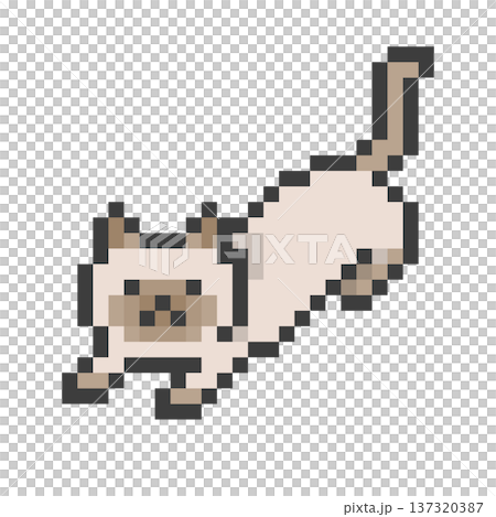 Pixel art stretching ragdoll cat 137320387