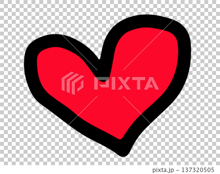 Hand drawn cute Illustration of red heart for Valentine's day, love sign, heart symbol, shirt print, cute patch, sticker, wedding card, brooch, tattoo, pin, fridge magnet, mood, feelings, emoji	 137320505