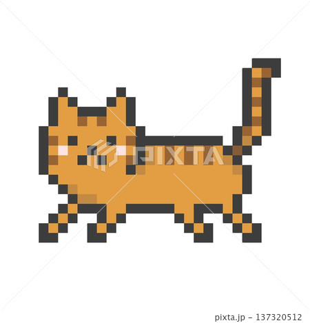 ドット絵の跳ねる茶トラ猫 137320512