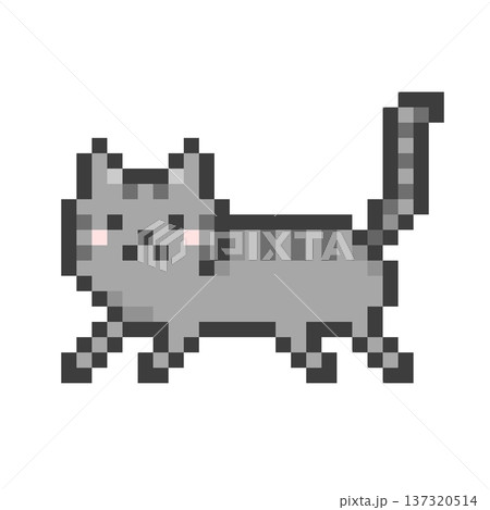 ドット絵の跳ねるサバトラ猫 ドット絵の跳ねるサバトラ猫 137320514