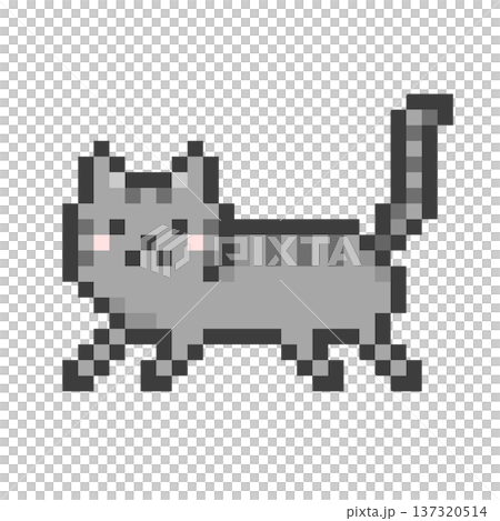 ドット絵の跳ねるサバトラ猫 ドット絵の跳ねるサバトラ猫 137320514
