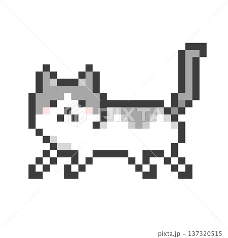 ドット絵の跳ねるハチワレ猫 ドット絵の跳ねるハチワレ猫 137320515