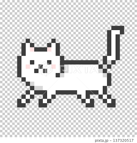 像素畫風格的彈跳白貓 像素畫風格的彈跳白貓 137320517