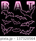 Pink Bat Icon Line Neon. Pink Bat Neon. Pink Bat Neon Signboard Icon. Pink Bat Neon Icon. Halloween Neon Pink Bat Outline Icon Isolated on Black Background. Vector illustration. Elements for design. 137320564
