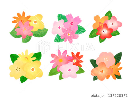 カラフルな花のイラスト カラフルな花のイラスト 137320571