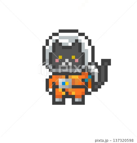 ドット絵の宇宙服を着た黒猫 137320598