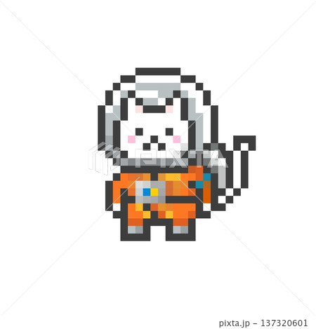 ドット絵の宇宙服を着た白猫 ドット絵の宇宙服を着た白猫 137320601