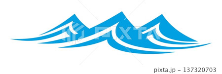 Ocean storm blue wave icon or graphic badge. Yachting sport abstract wave icon, marine navigation sea swirly stream isolated vector sign. Nautical travel company curly water emblem or symbol 137320703