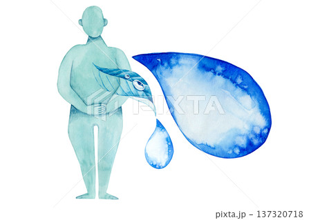 アーユルヴェーダ　体質 カパ 水　水彩 イラスト 137320718