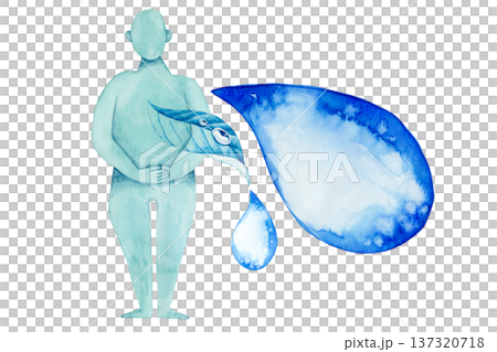 アーユルヴェーダ　体質 カパ 水　水彩 イラスト 137320718