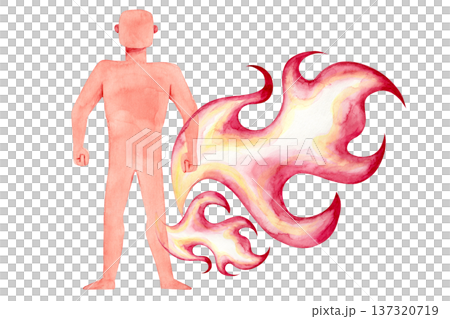 アーユルヴェーダ　体質 ピッタ 火　水彩 イラスト 137320719