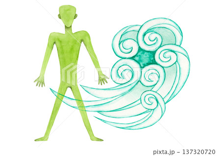 アーユルヴェーダ　体質 ヴァータ 風　水彩 イラスト 137320720