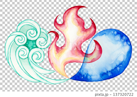 阿育吠陀能量風火水水彩插圖 137320722