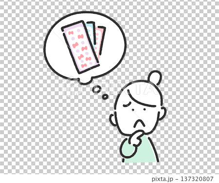 シールのことで悩む女性 吹き出し 困る 不満 シールのことで悩む女性 吹き出し 困る 不満 137320807