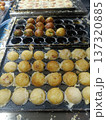 Street food snack ball grill market cooking pan closeup Japan delicious street food snack ball grill market cooking pan 137320885