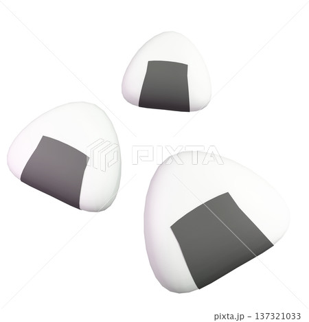 3つのおにぎりの3Dイラスト 3つのおにぎりの3Dイラスト 137321033