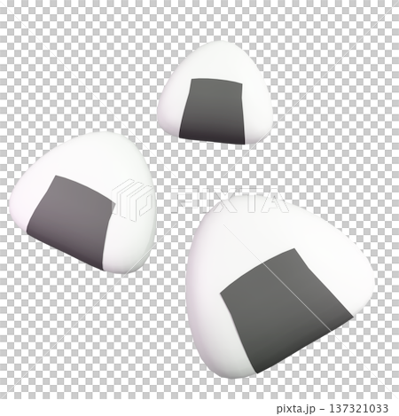 3つのおにぎりの3Dイラスト 3つのおにぎりの3Dイラスト 137321033