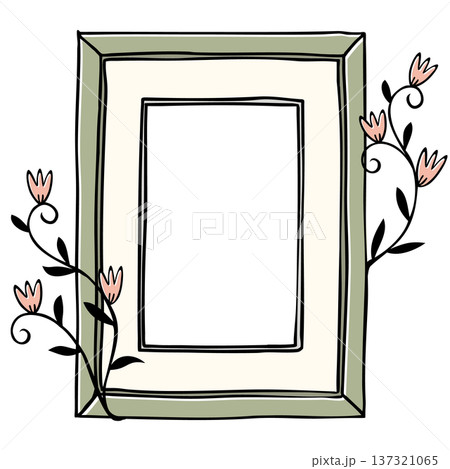 花が添えられた手描きの額縁ベクターイラスト 花が添えられた手描きの額縁ベクターイラスト 137321065