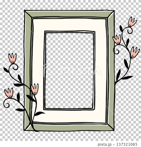 花が添えられた手描きの額縁ベクターイラスト 花が添えられた手描きの額縁ベクターイラスト 137321065