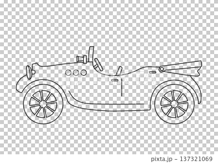 橫向經典車款的簡單線條向量插圖 137321069