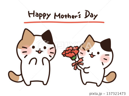母の日の猫イラスト 母の日の猫イラスト 137321473