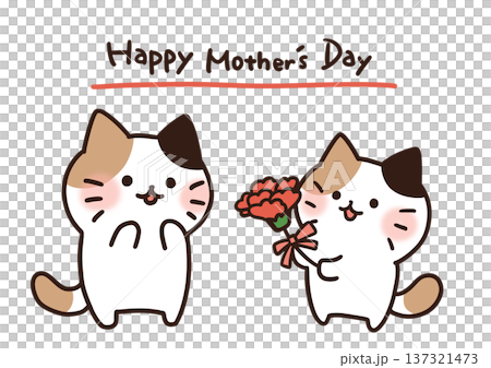 母の日の猫イラスト 母の日の猫イラスト 137321473