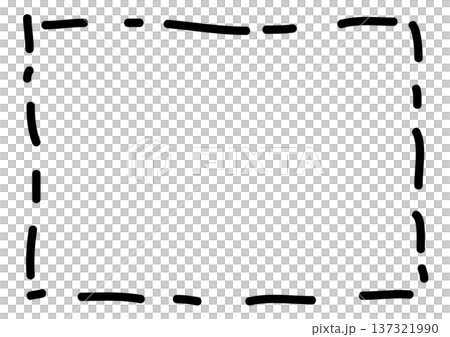 マジックで描いたような手描き風の黒い点線長方形フレーム・アナログ感のある手書きの点線見出し枠 マジックで描いたような手描き風の黒い点線長方形フレーム・アナログ感のある手書きの点線見出し枠 137321990