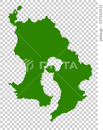 鹿児島県の地図（グリーン） 137322012
