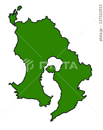 鹿児島県の地図（縁取りグリーン） 137322013