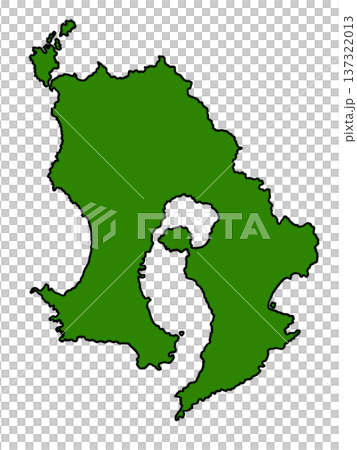 鹿児島県の地図（縁取りグリーン） 137322013